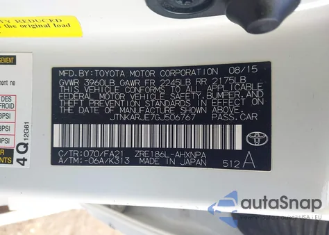 2016 Scion Im из США, поврежденный, VIN JTNKARJE7GJ506767